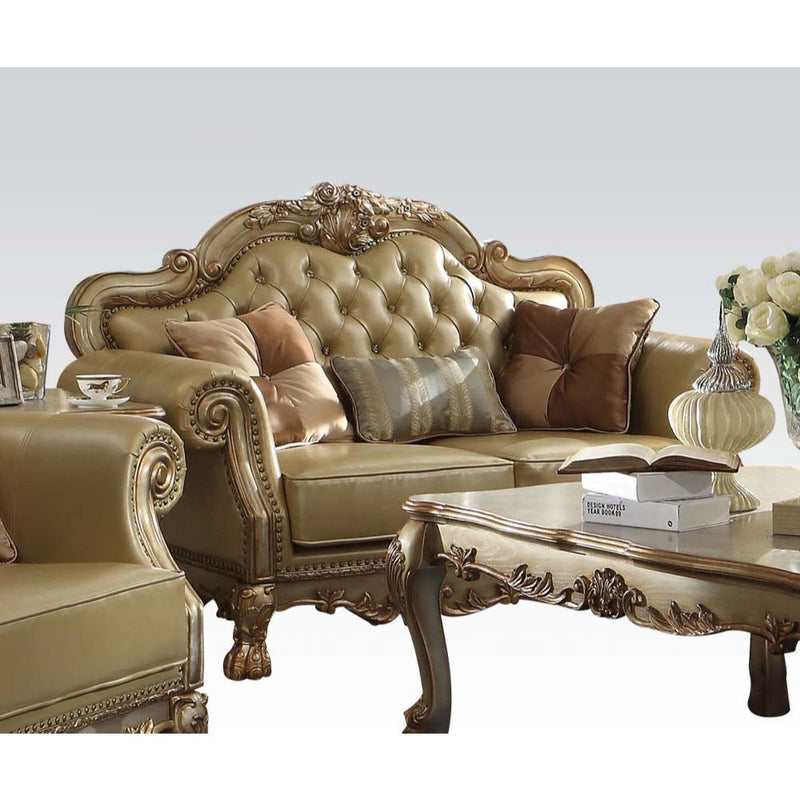 Dresden - Loveseat - Bone PU & Gold Patina - Grand Furniture GA