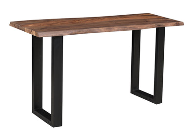 Brownstone II - Table With Natural Live Edge Top And Metal Base.