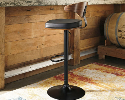 Bellatier - Brown / Black - Tall Uph Swivel Barstool.