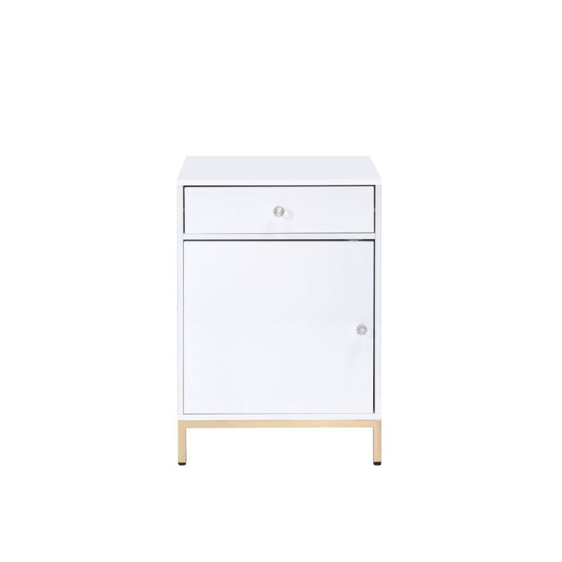 Ottey - Cabinet - White High Gloss & Gold