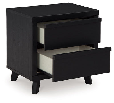 Danziar - Black - Two Drawer Night Stand.