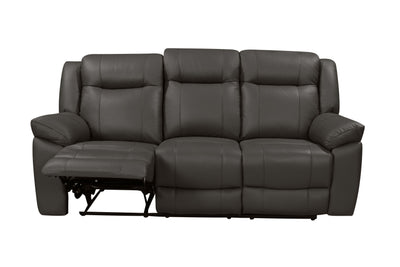 Taggart - Leather Sofa With Dual Recliner - Gray