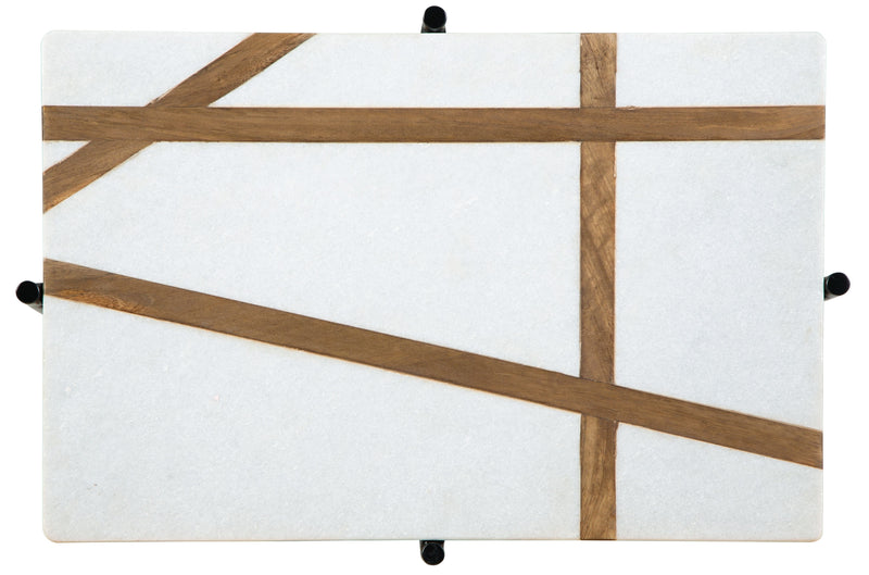 Braxmore - White / Light Brown - Accent Table.