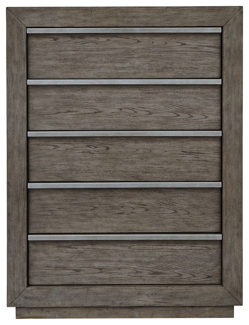 Anibecca - Weathered Gray - Five Drawer Chest - Accent Chests - Grand Furniture GA