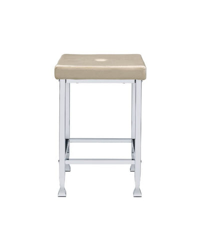 Raine - Stool (Set of 2) - Beige Velvet & Chrome Finish - Grand Furniture GA