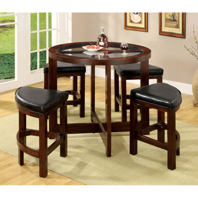 Crystal Cove - 5 Piece Round Counter Height Table Set (K/D) - Dark Walnut - Grand Furniture GA