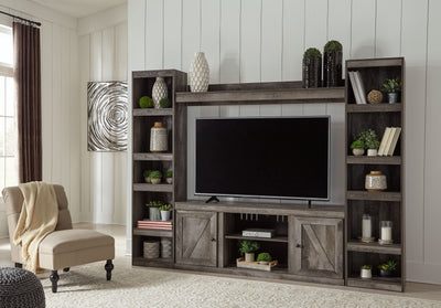 Wynnlow - Gray - 4-Piece Entertainment Center With LG TV Stand W/Fireplace Option.