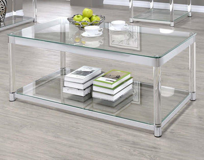 Anne - Coffee Table With Lower Shelf - Chrome And Clear - Coffee Tables - Grand Furniture GA