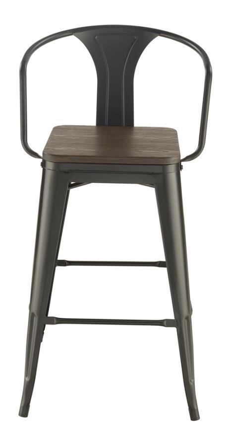 Cavalier - Wooden Seat Bar Stools (Set of 2) - Dark Elm And Matte Black - Stool Sets - Grand Furniture GA