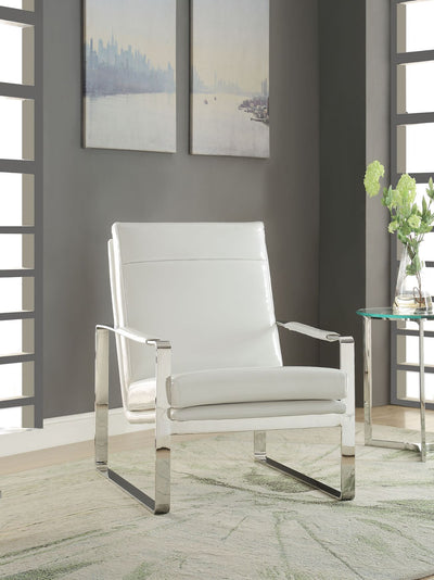 Rafael - Accent Chair - White PU & Stainless Steel - Grand Furniture GA