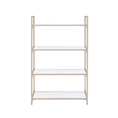 Ottey - Bookshelf - White High Gloss & Gold