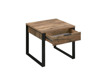 Aflo - End Table - Weathered Oak & Black Finish - Grand Furniture GA