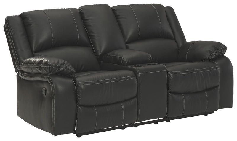 Calderwell - Black - Dbl Rec Loveseat W/Console.