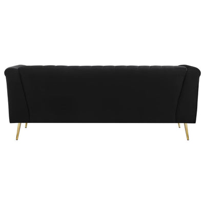 Holly - 3-Piece Tuxedo Arm Tufted Back Living Room Set - Black.