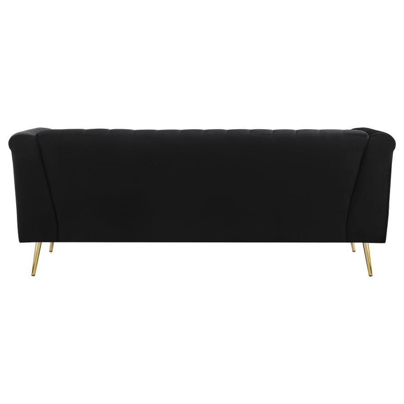 Holly - 3-Piece Tuxedo Arm Tufted Back Living Room Set - Black.