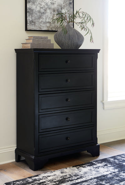 Chylanta - Black - Five Drawer Chest.