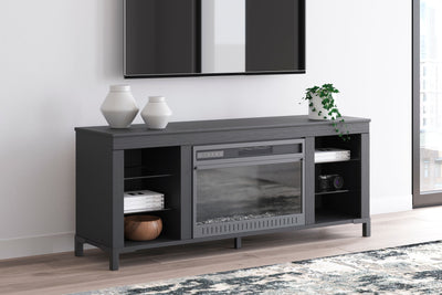 Cayberry - Black - TV Stand With Fireplace.