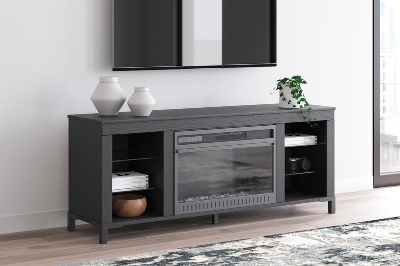 Cayberry - Black - TV Stand With Fireplace.
