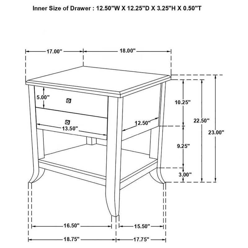 Russo - 2-Drawer Accent Table With Open Shelf - Natural Mango.