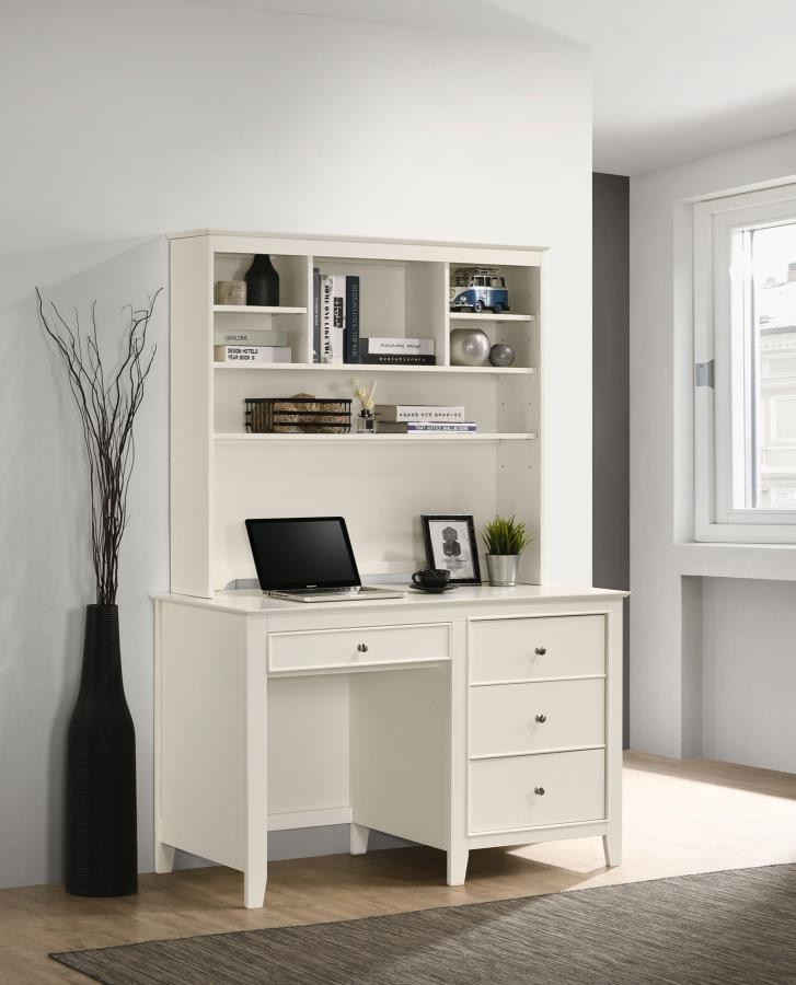 Selena - 4-Drawer Computer Desk With Hutch - Buttermilk