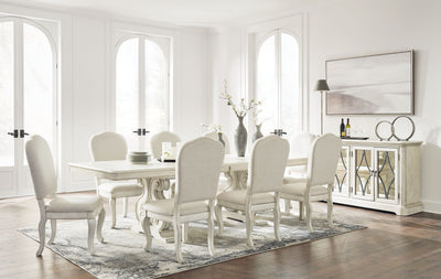 Arlendyne - Antique White - 11 Pc. - Dining Table, 8 Side Chairs, Server.