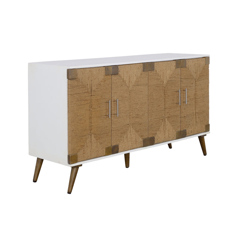 Egret - White & Jute Four Door Credenza.