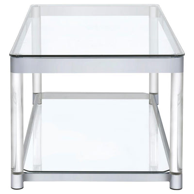 Anne - Coffee Table With Lower Shelf - Chrome And Clear - Coffee Tables - Grand Furniture GA