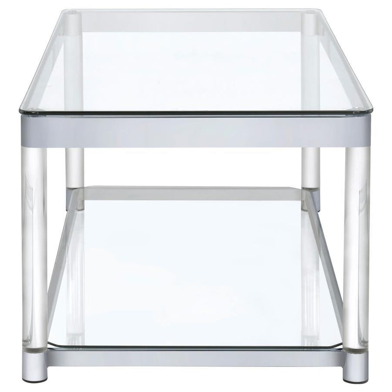 Anne - Coffee Table With Lower Shelf - Chrome And Clear - Coffee Tables - Grand Furniture GA