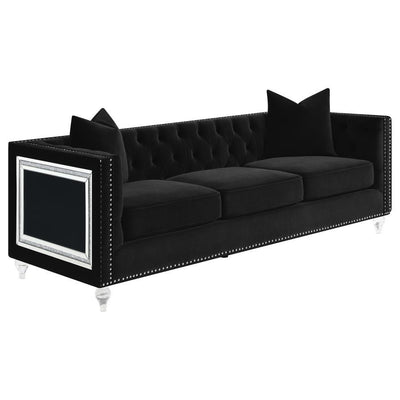 Delilah - Upholstered Tufted Tuxedo Arm Sofa - Black.