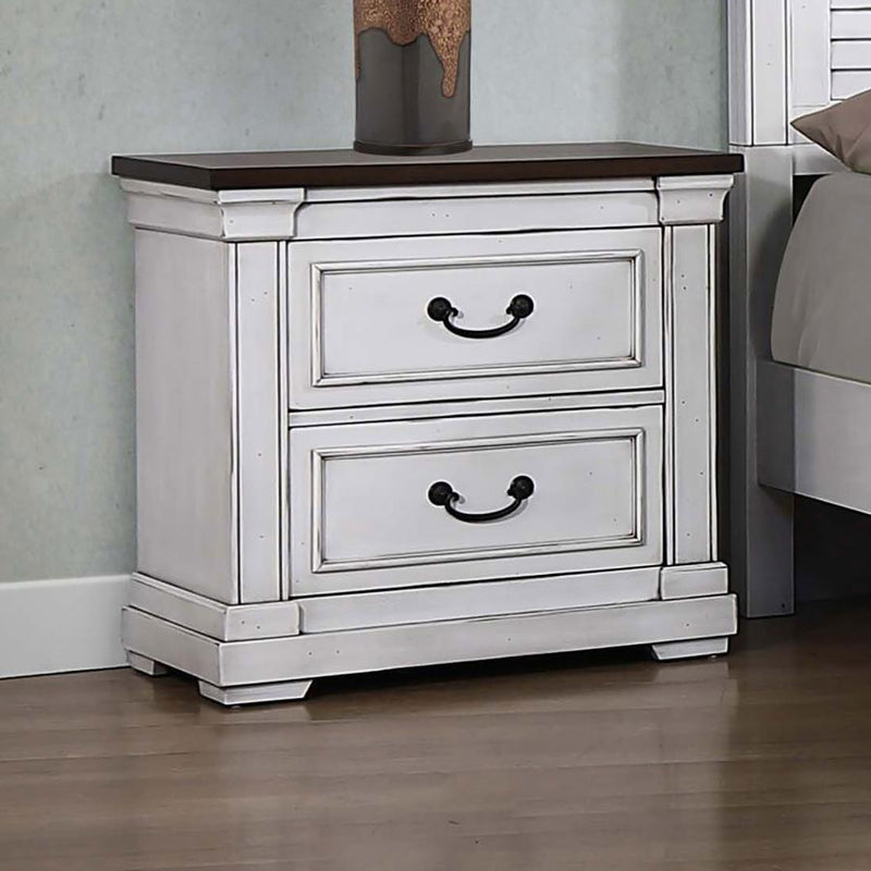 Hillcrest - 2-Drawer Nightstand - Dark Rum and White.