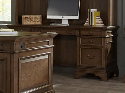 Hartshill - Credenza With Power Outlet - Burnished Oak.