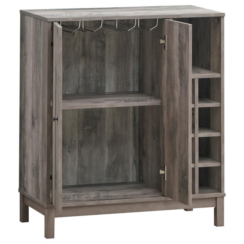 Cheyenne - 2-Door Wine Cabinet With Stemware Rack - Weathered Acacia.