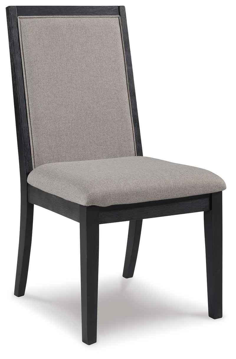 Foyland - Light Gray / Black - Dining Uph Side Chair (Set of 2).