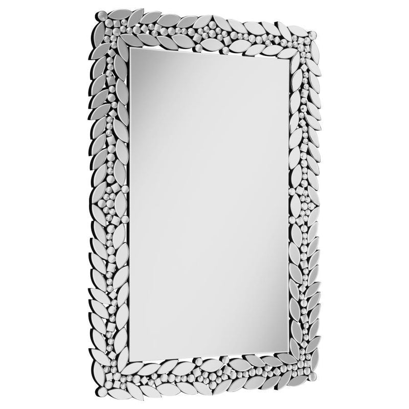 Cecily - Rectangular Leaves Frame Wall Mirror Faux Crystal.