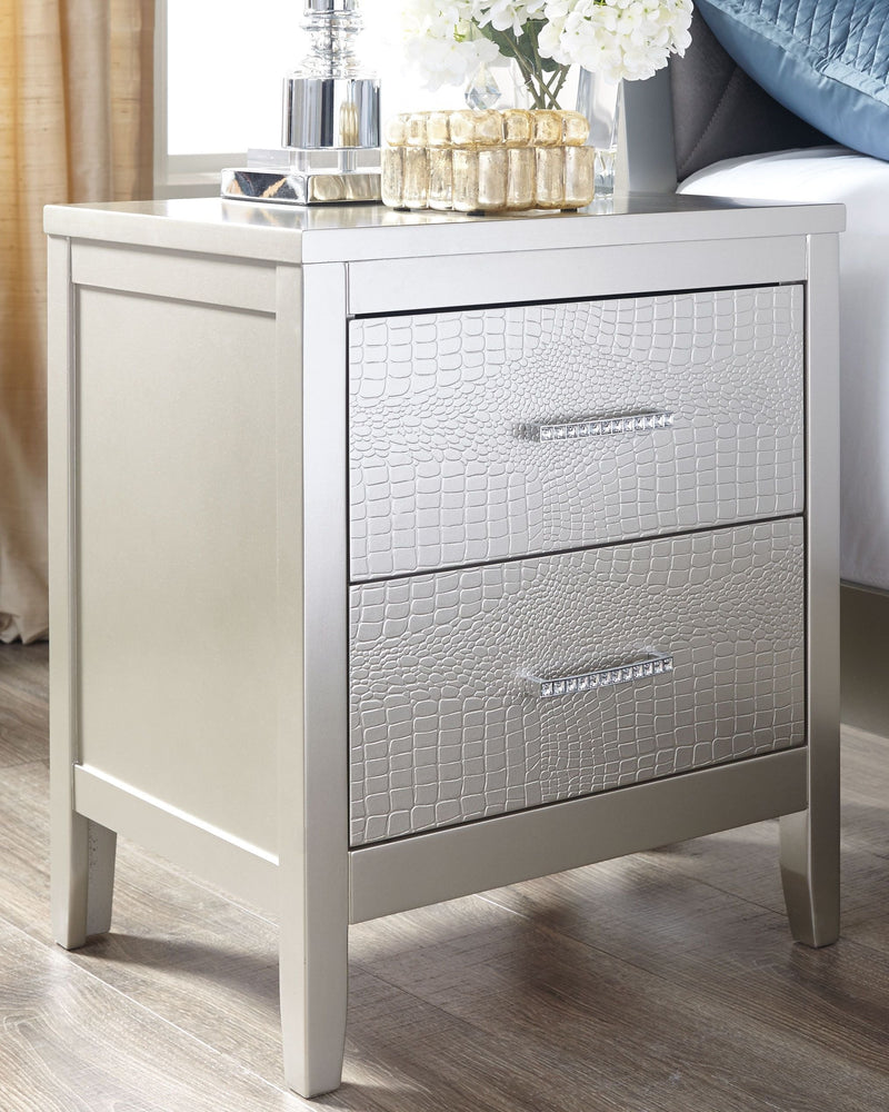 Olivet - Silver - Two Drawer Night Stand