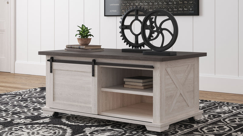 Dorrinson - White / Black / Gray - Rectangular Cocktail Table.