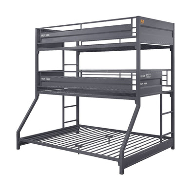 Cargo - Twin Over Twin Over Full Triple Bunk Bed - Gunmetal Finish - Grand Furniture GA