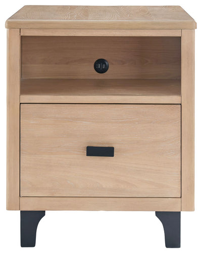 Freslowe - Light Brown / Black - Rectangular End Table.