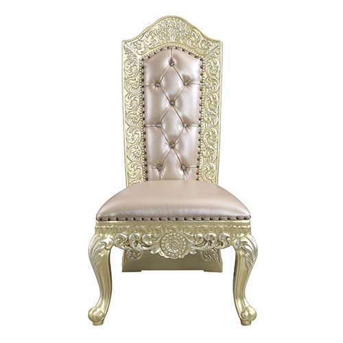 Vatican - Side Chair (Set of 2) - PU & Champagne Silver Finish - Grand Furniture GA