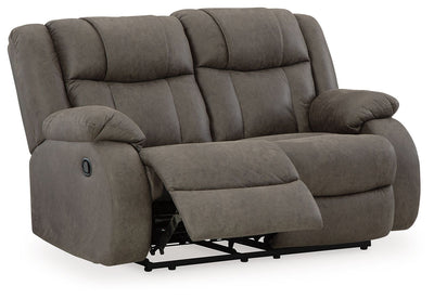 First Base - Gunmetal - Reclining Loveseat.