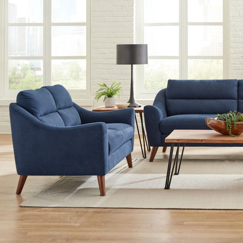 Gano - Sloped Arm Upholstered Loveseat - Navy Blue.