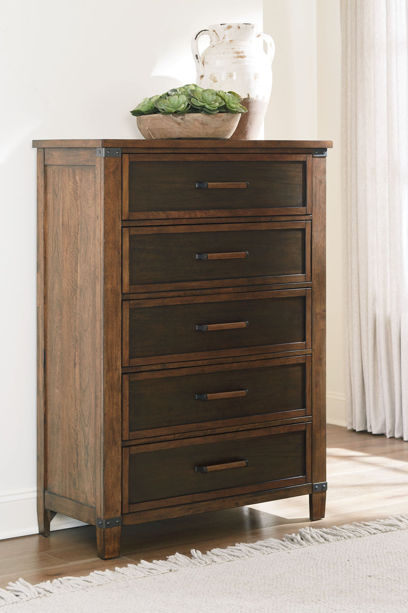 Wyattfield - Brown / Beige - Five Drawer Chest.