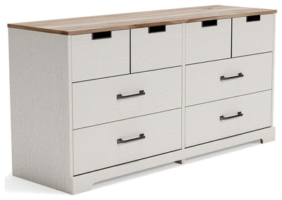 Vaibryn - White / Brown / Beige - Six Drawer Dresser - Vinyl-Wrapped.