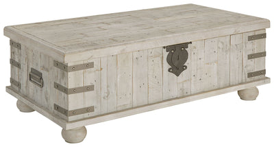 Carynhurst - White Wash Gray - Lift Top Cocktail Table.