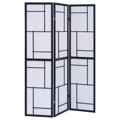 Damis - 3-Panel Folding Floor Screen - Black And White - Room Dividers - Grand Furniture GA