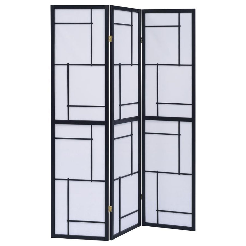 Damis - 3-Panel Folding Floor Screen - Black And White - Room Dividers - Grand Furniture GA