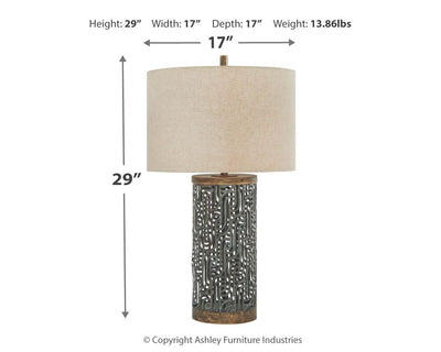 Dayo - Gray / Gold Finish - Metal Table Lamp.