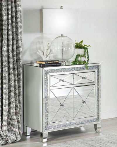 Arwen - 2-Drawer Accent Cabinet - Clear Mirror With Led Lighting.