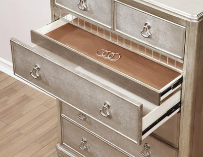 Bling Game - 6-Drawer Chest - Metallic Platinum - Accent Chests - Grand Furniture GA