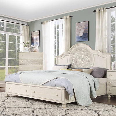 Roselyne - Eastern King Bed - Antique White Finish - Grand Furniture GA